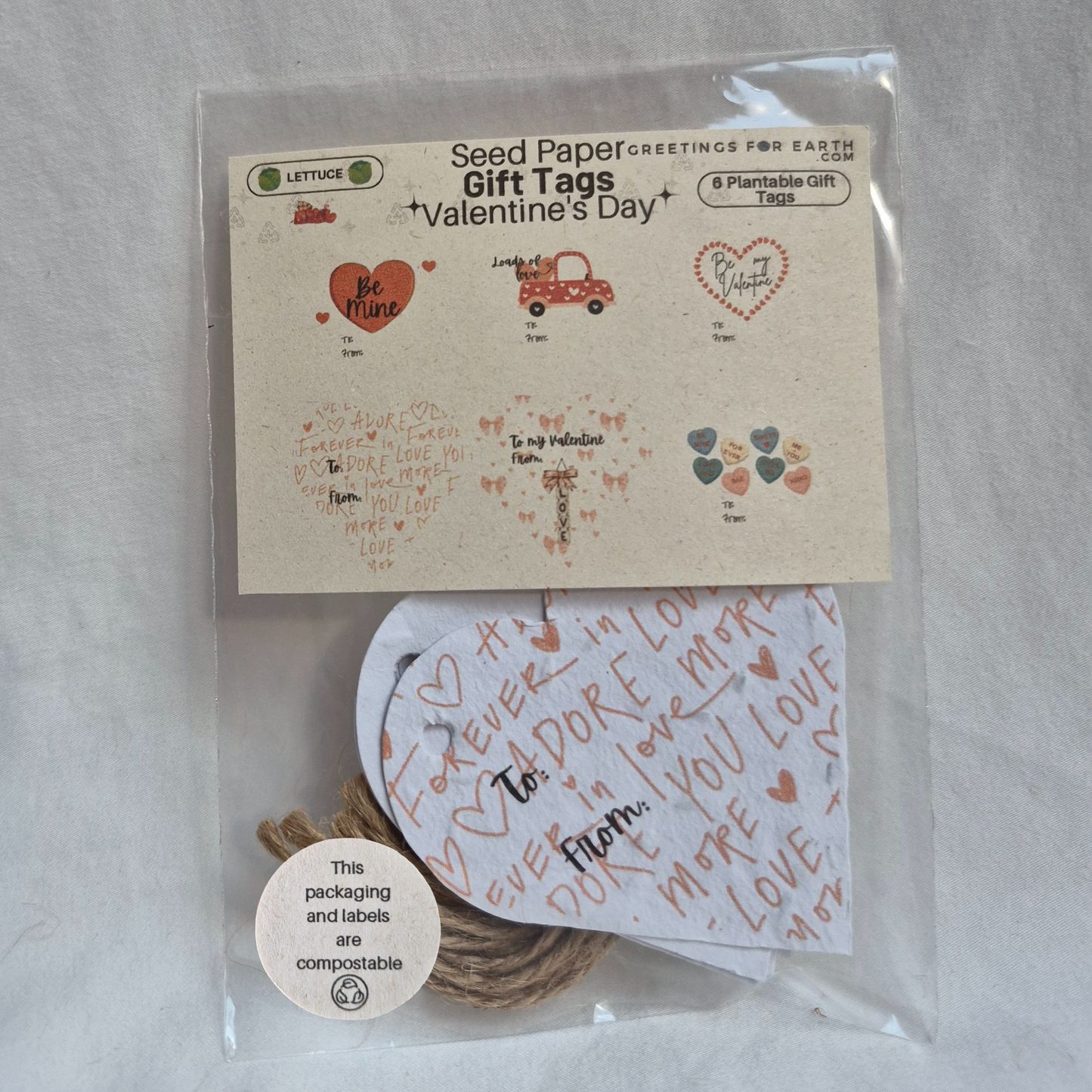 Wholesale Valentine's Day Plantable Seed Paper Gift Tags (set of 6)