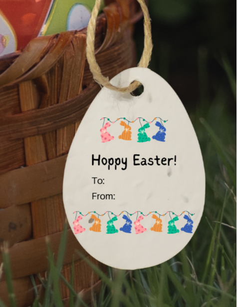 Plantable Basil Seed Paper Easter Egg Gift Tags - set of 16 - Eco-Friendly, a Sustainable Alternative to Greeting