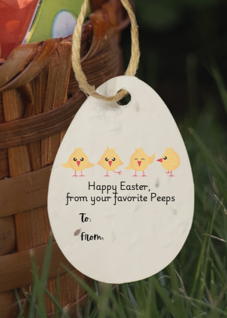 Plantable Basil Seed Paper Easter Egg Gift Tags - set of 16 - Eco-Friendly, a Sustainable Alternative to Greeting