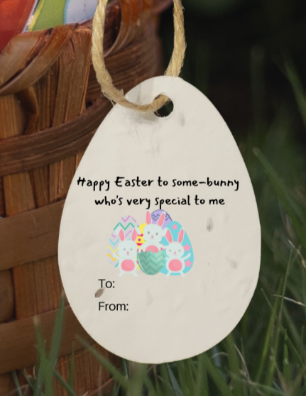 Plantable Basil Seed Paper Easter Egg Gift Tags - set of 16 - Eco-Friendly, a Sustainable Alternative to Greeting