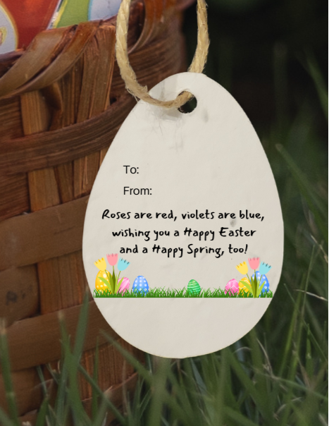 Plantable Basil Seed Paper Easter Egg Gift Tags - set of 16 - Eco-Friendly, a Sustainable Alternative to Greeting