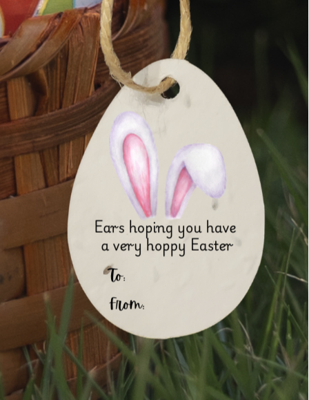 Plantable Basil Seed Paper Easter Egg Gift Tags - set of 16 - Eco-Friendly, a Sustainable Alternative to Greeting