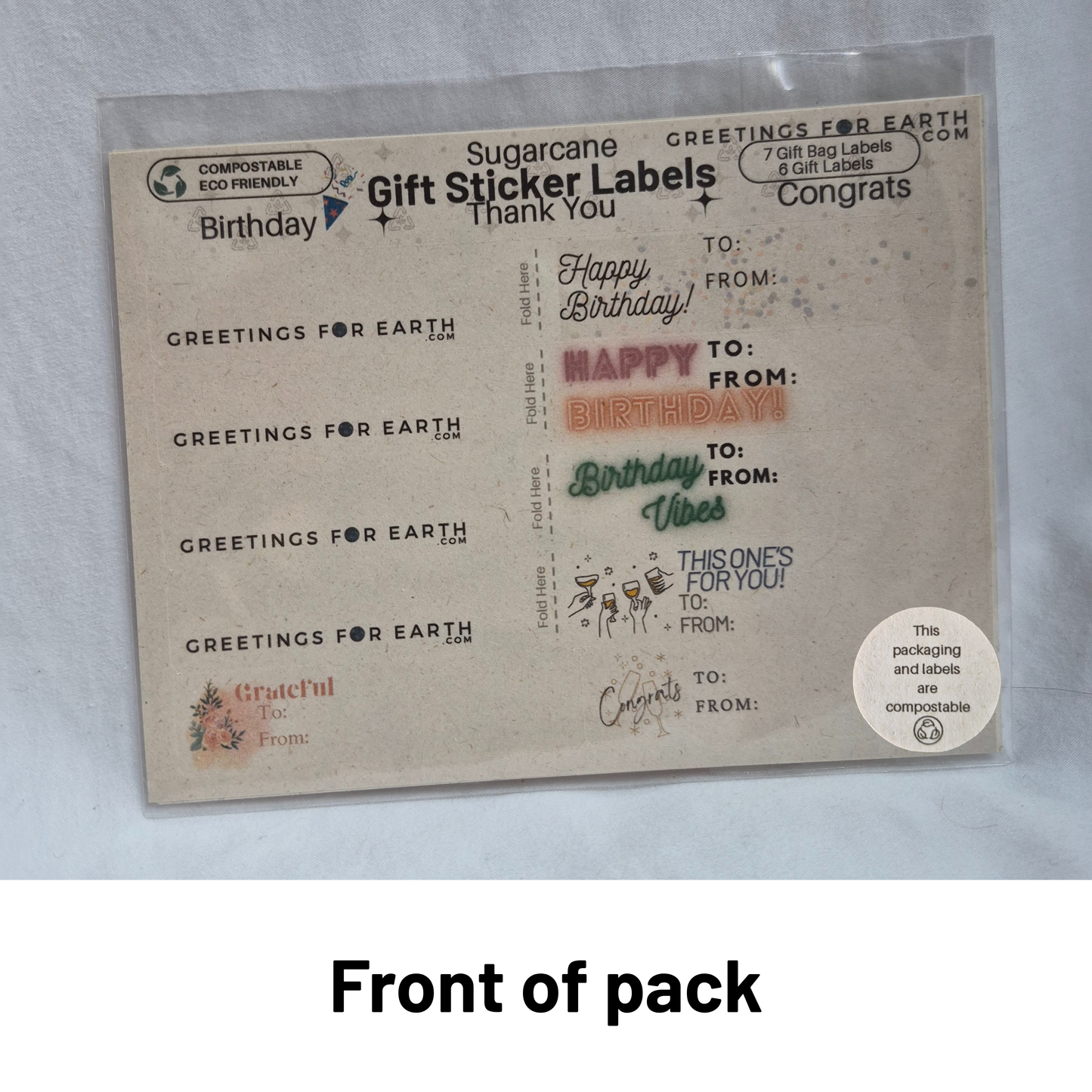 Wholesale Eco Friendly Birthday, Thank you and Congrats Gift Tag Labels (set of  13)