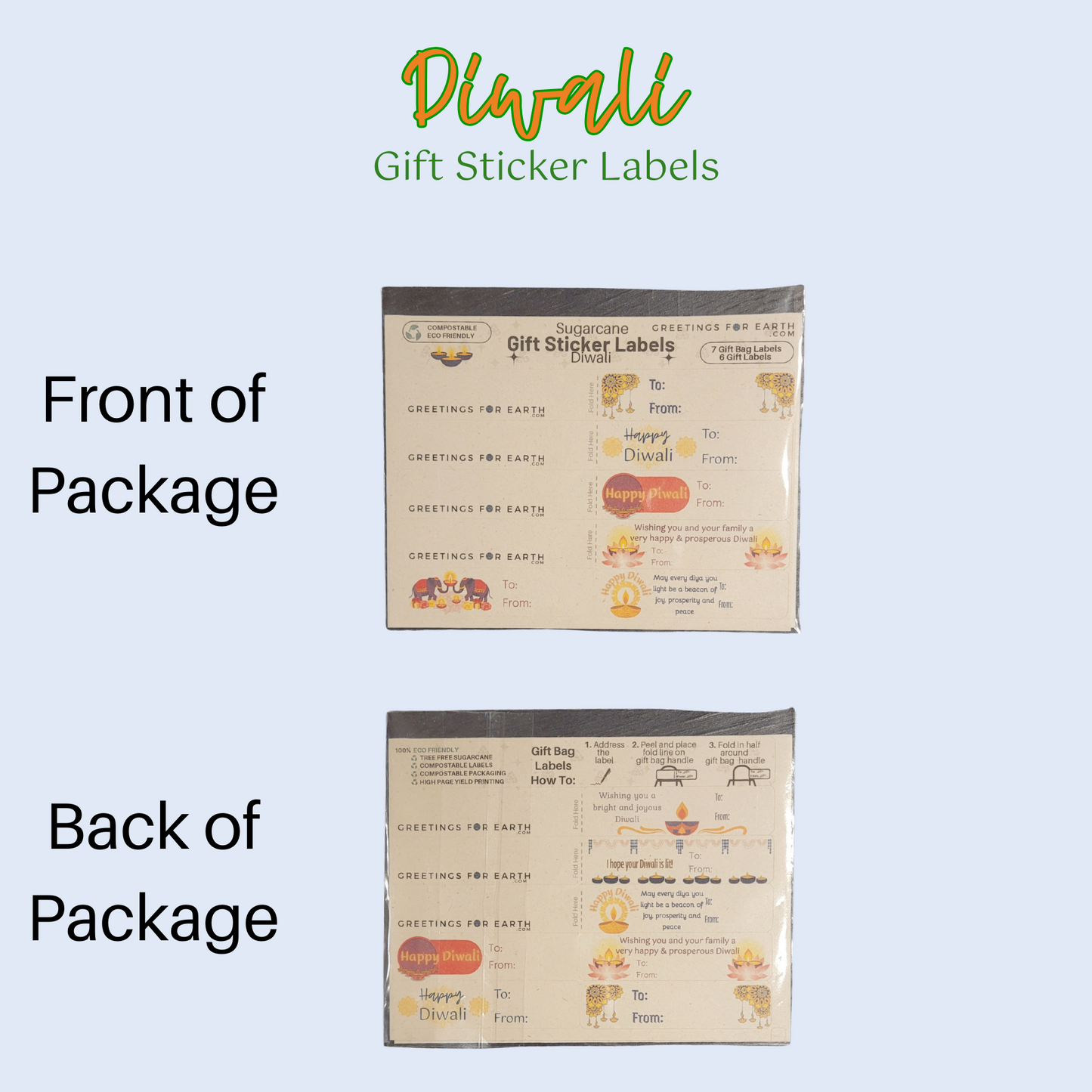 Wholesale Eco Friendly Diwali Gift & Gift Bag Sticker Labels (set of 13)