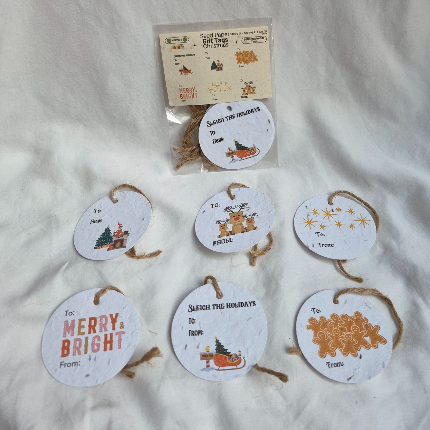 Wholesale Christmas Plantable Seed Paper Gift Tags (set of 6)