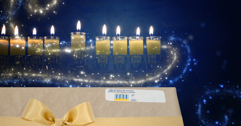 Hanukkah Gift Stickers- Featuring 8 Nights of Hanukkah, Menorah Candle Designs. Eco-Friendly, Biodegradable. Classic Designs