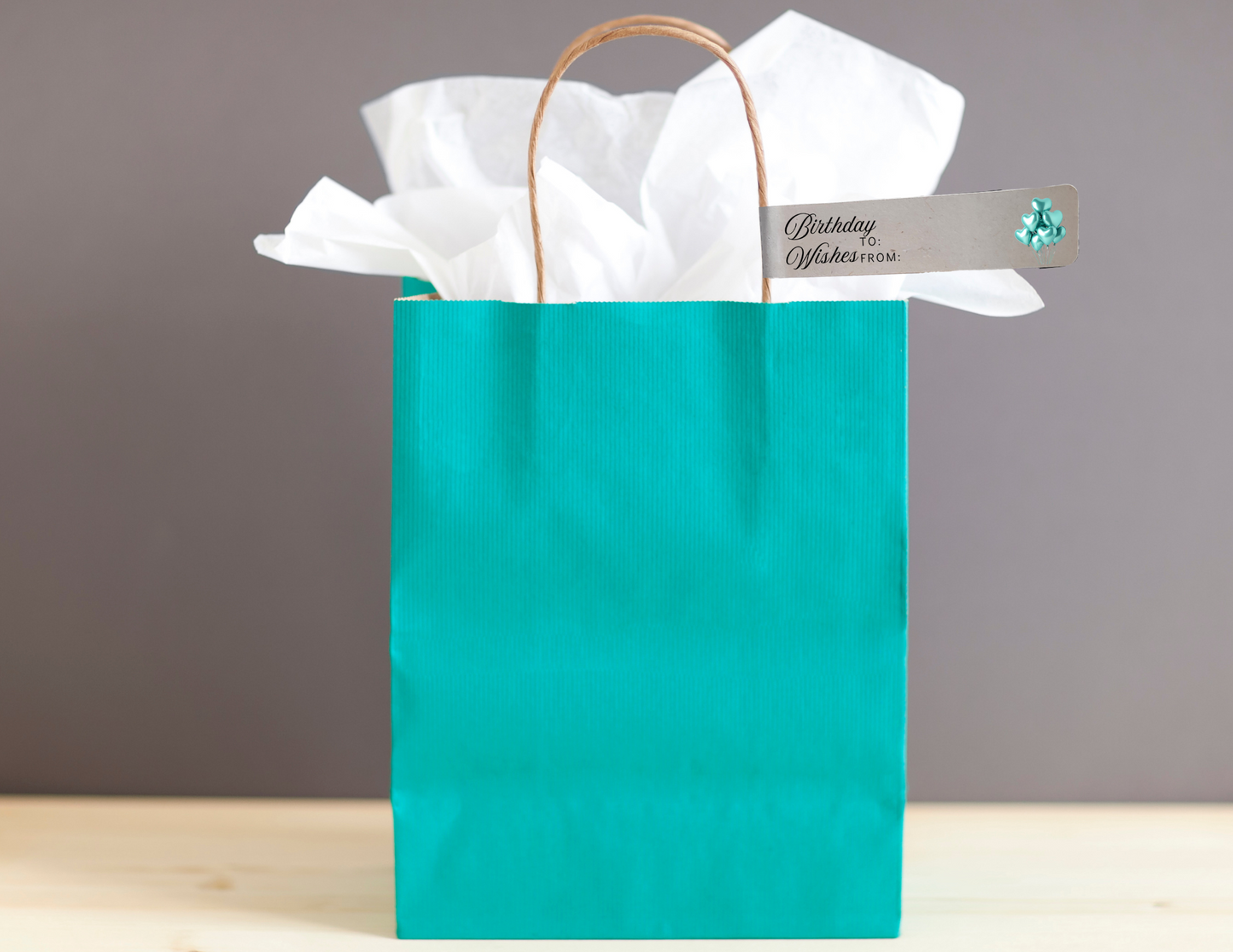 Birthday wishes Tiffany Blue gift bag label