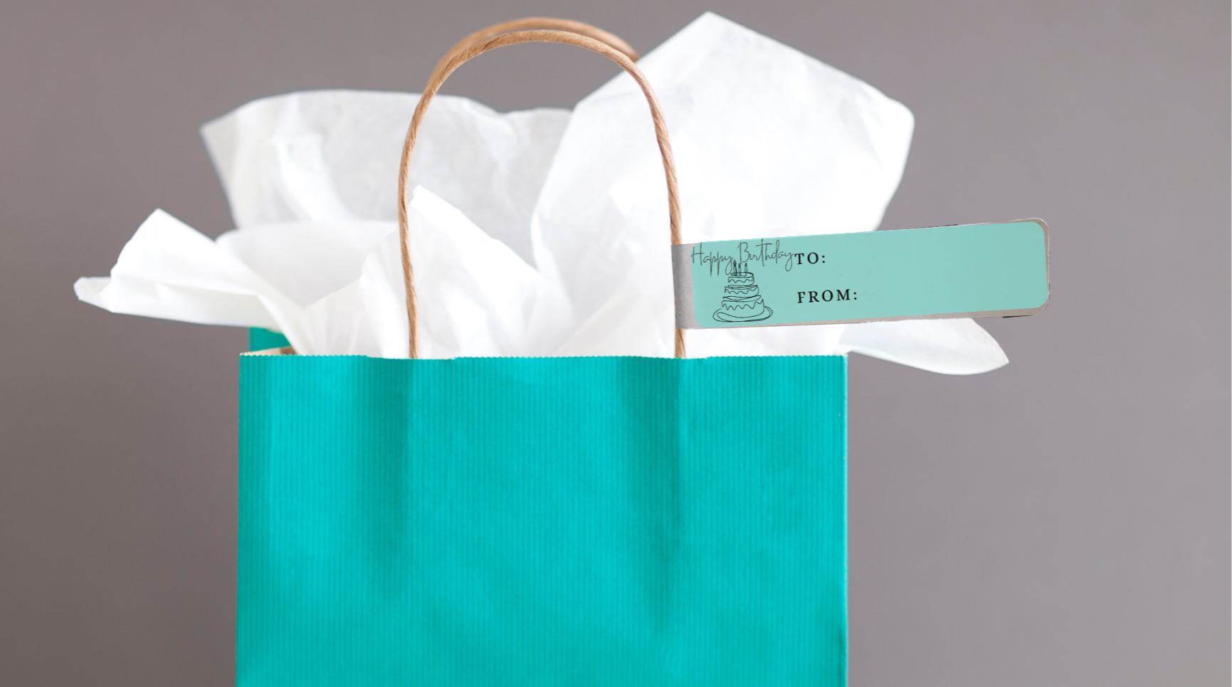 Tiffany Blue happy birthday gift bag label
