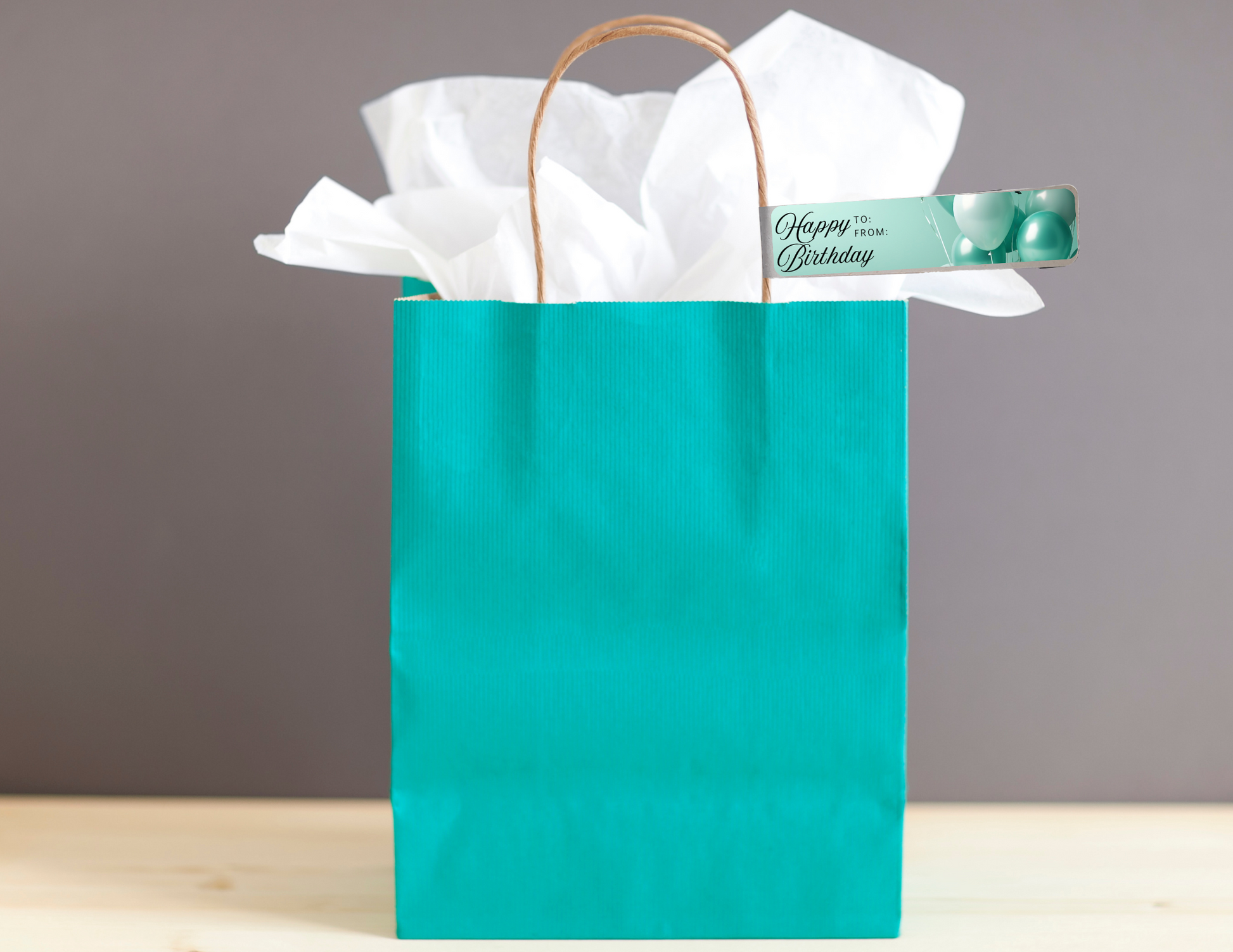 Tiffany Blue happy birthday gift bag label
