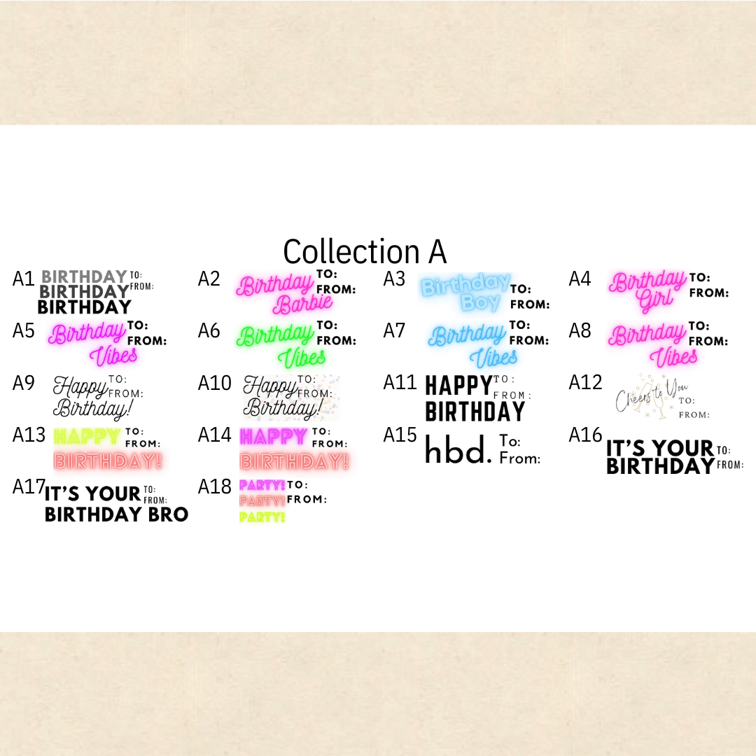 Custom Pack of Birthday Gift Labels, Eco-Friendly, Biodegradable