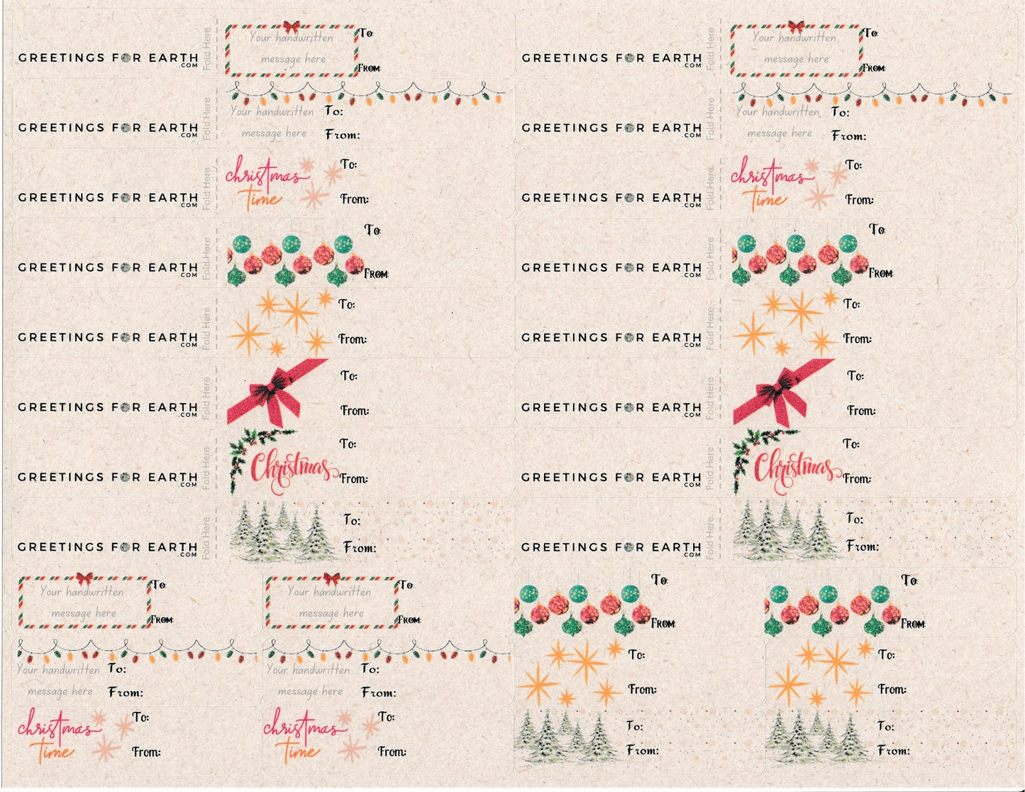 Eco Friendly Christmas Gift Bag Labels with Classic Designs - A Sustainable Alternative to Greeting Cards