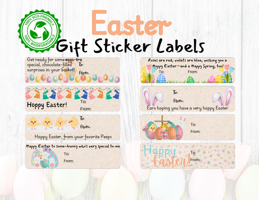 Easter gift sticker label set with 8 different designs