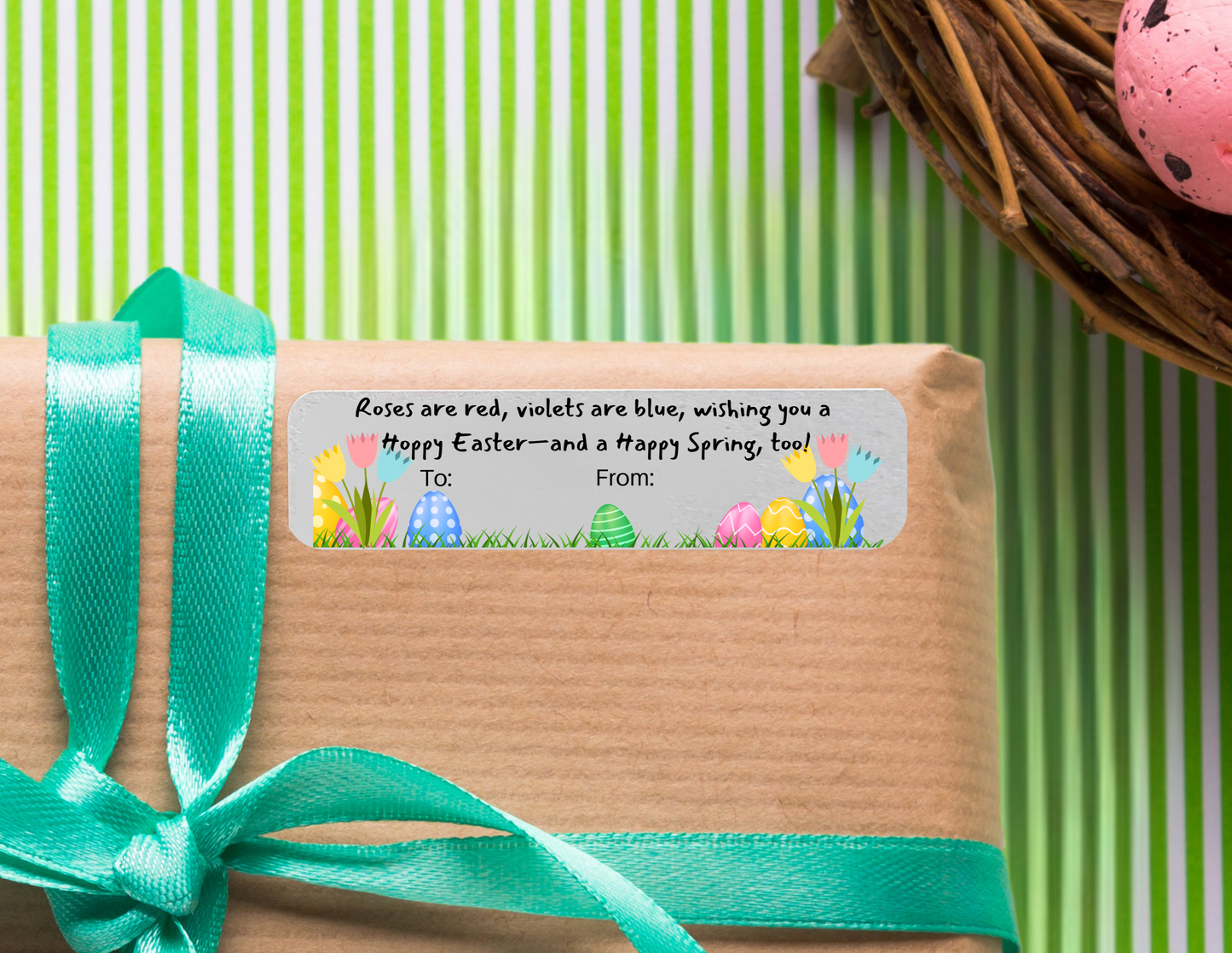 happy Easter and happy spring gift label