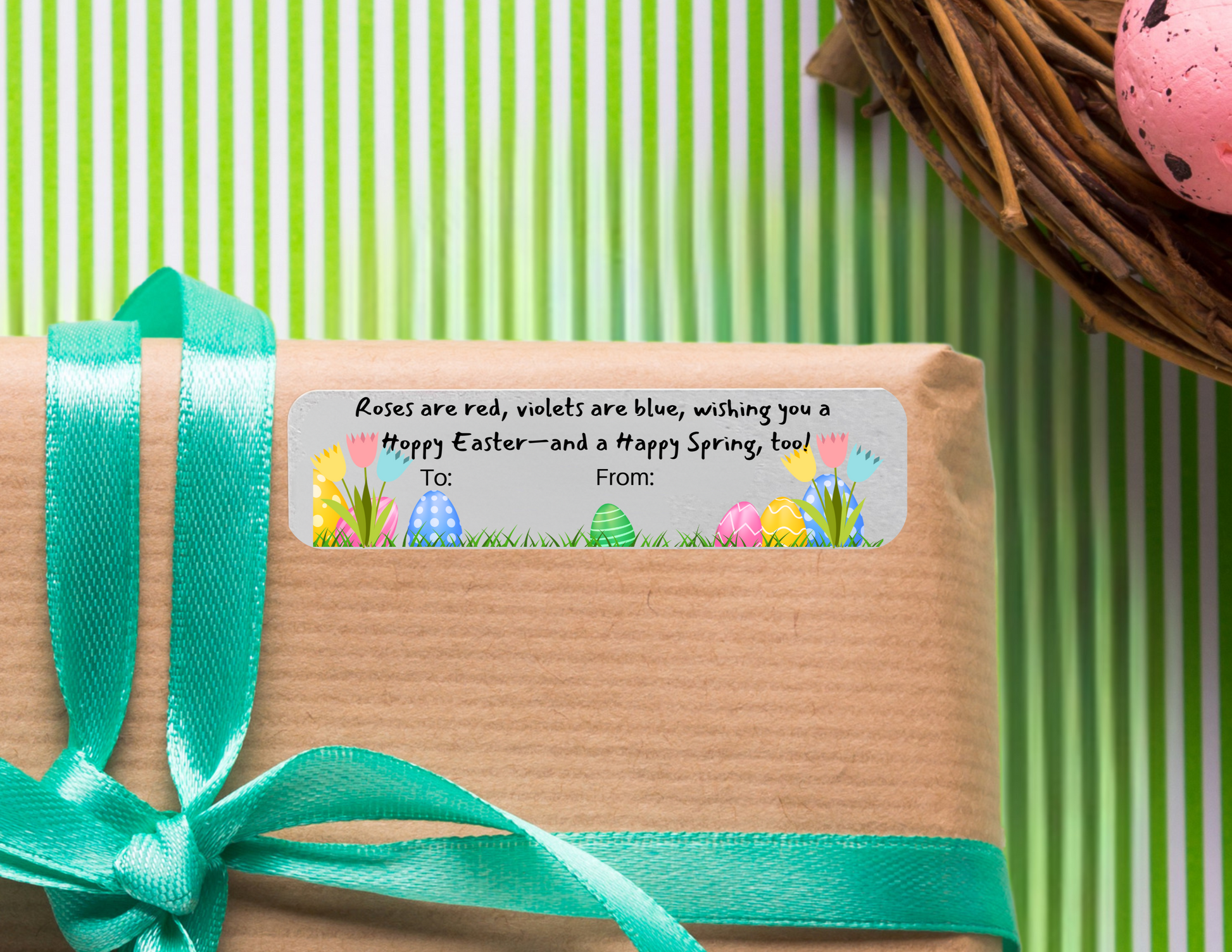happy Easter and happy spring gift label