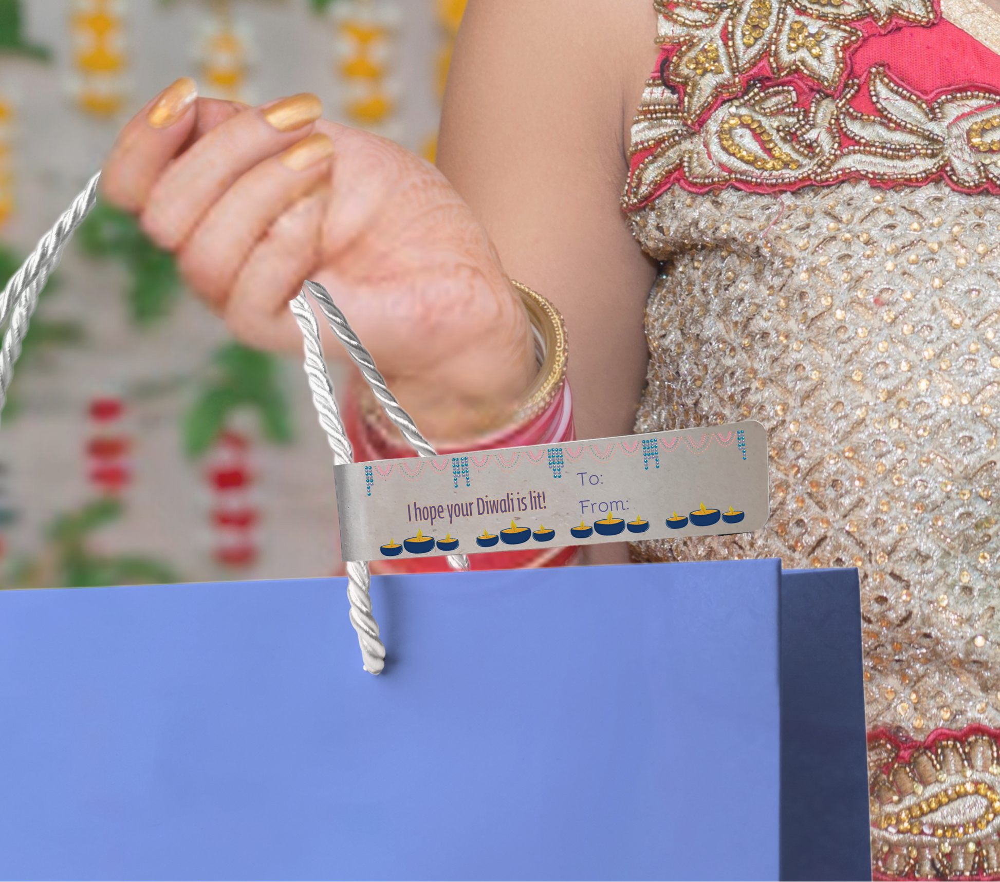 Lit Diwali Gift Bag Sticker Label