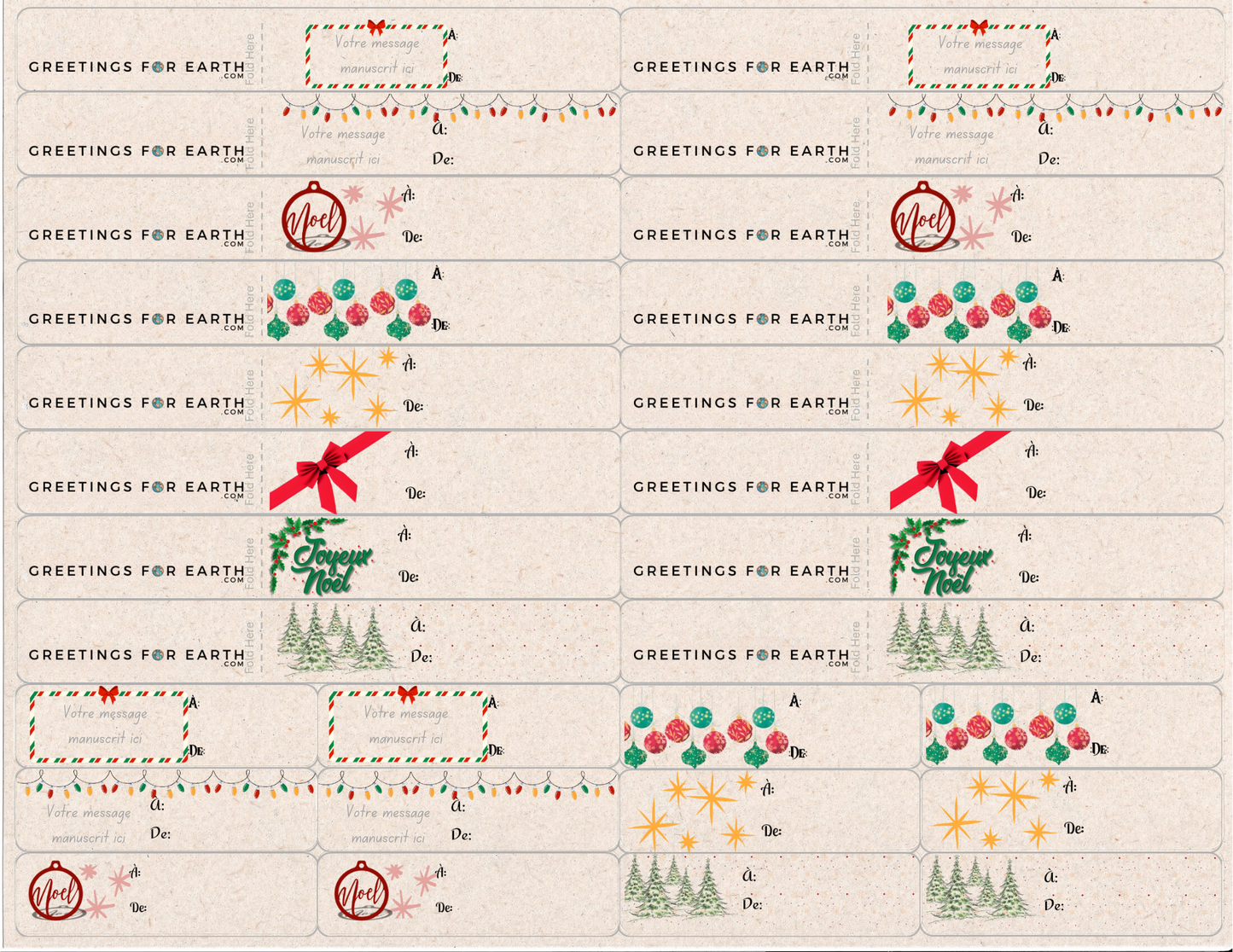 Autocollants Cadeaux de Noël, Étiquettes de Noël, Classiques Motif - Biodégradable, respectueux de l’environnement