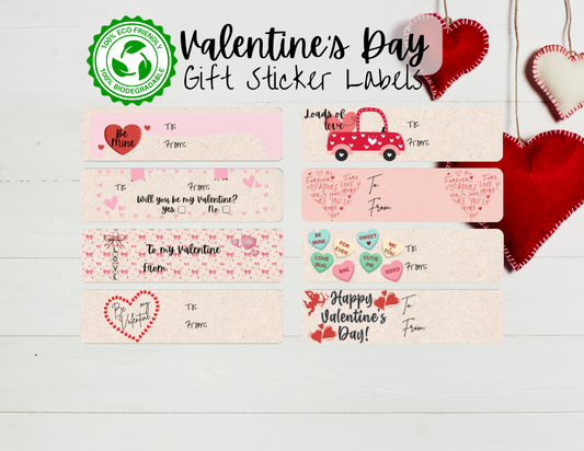 Valentine's day gift sticker collection with 8 different designs
