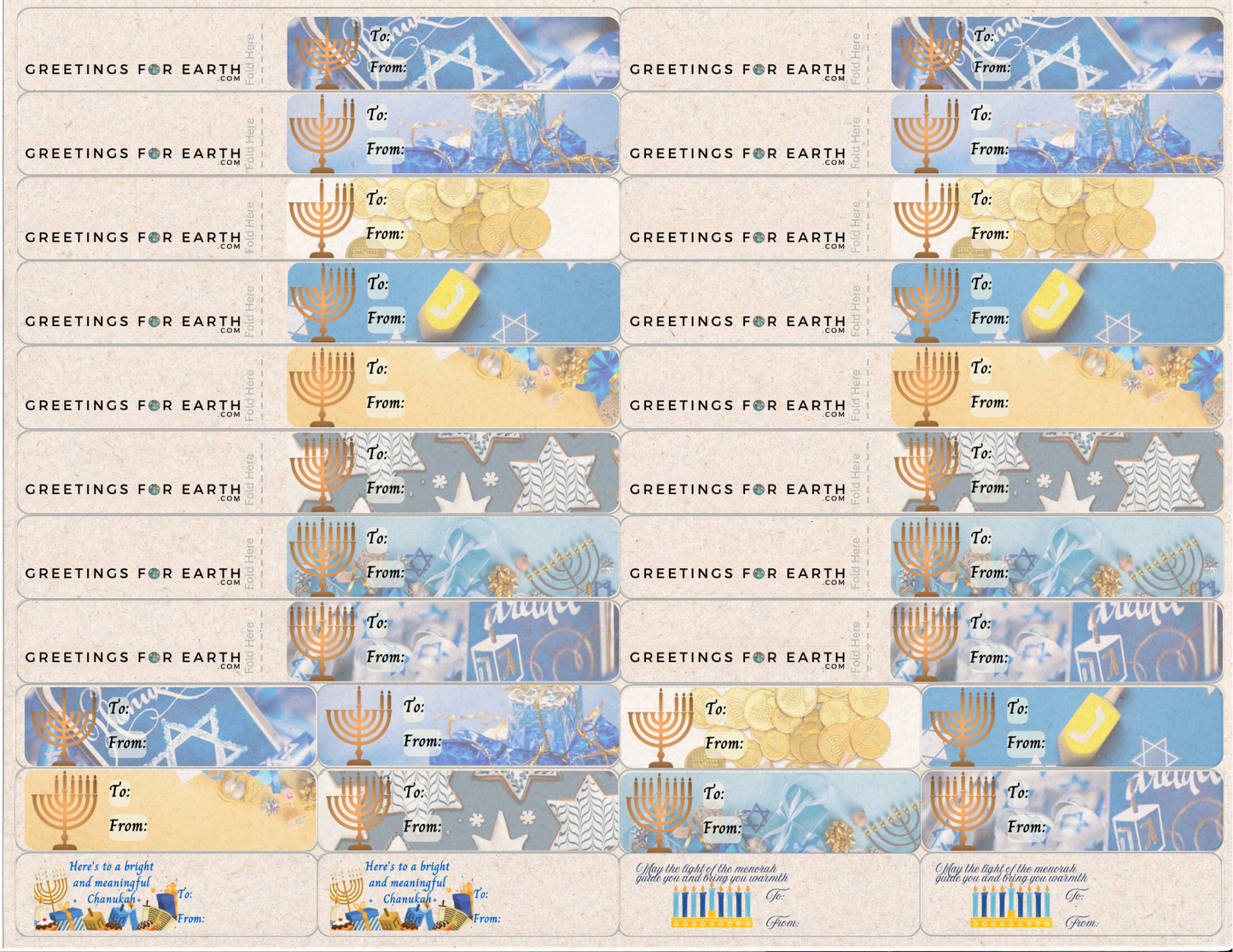 Chanukah Gift Stickers- Featuring 8 Nights of Menorah Candle Lighting Designs. Eco-Friendly, Biodegradable. Classic Designs
