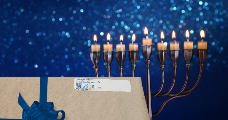 Eco-Friendly Hanukkah Gift Tags (24) & Tree-Free Sugarcane Stickers (28) Bundle