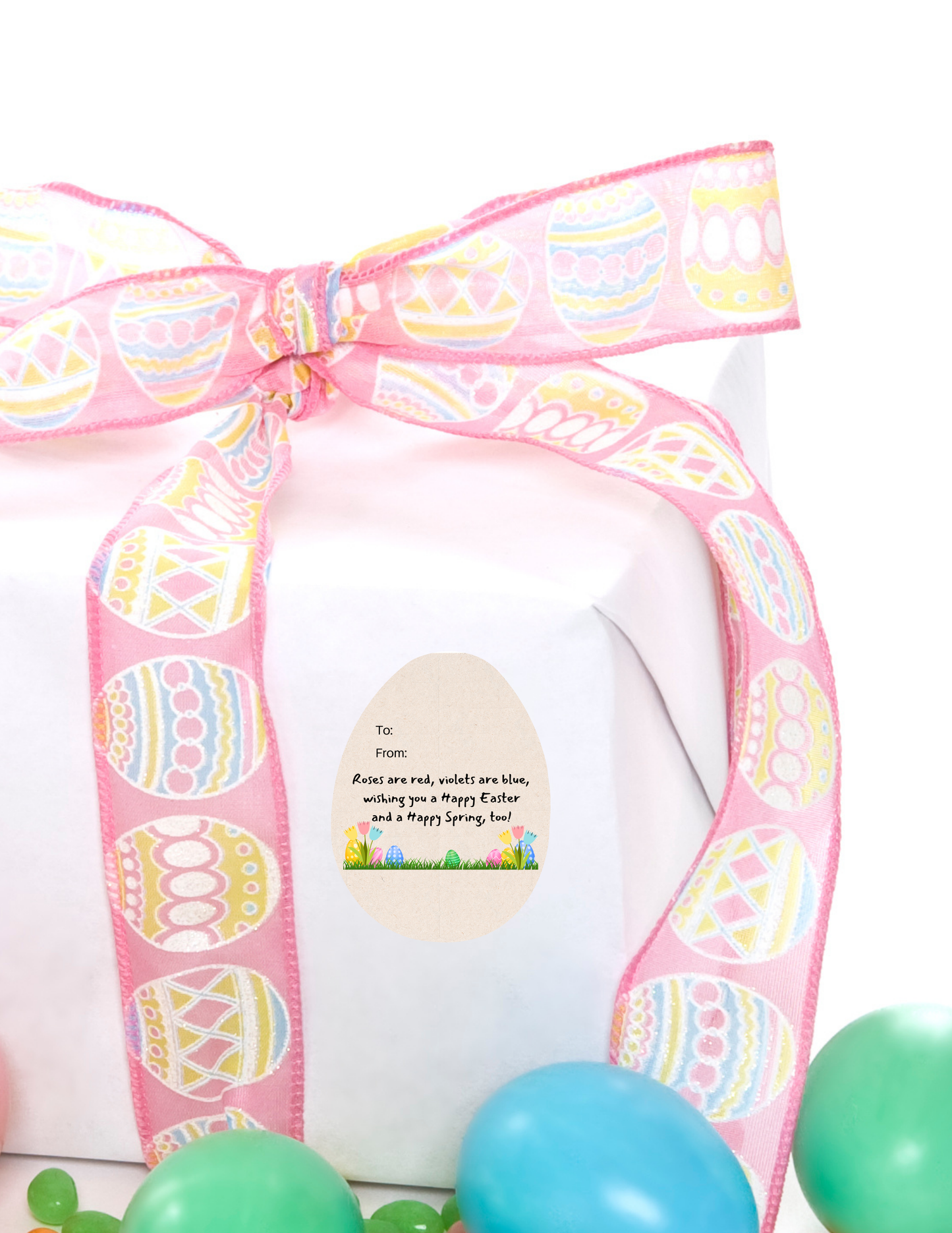 Tree-Free Easter Egg Gift Sticker Labels - A Sustainable Alternative to Greeting Cards (Eco-Friendly)
