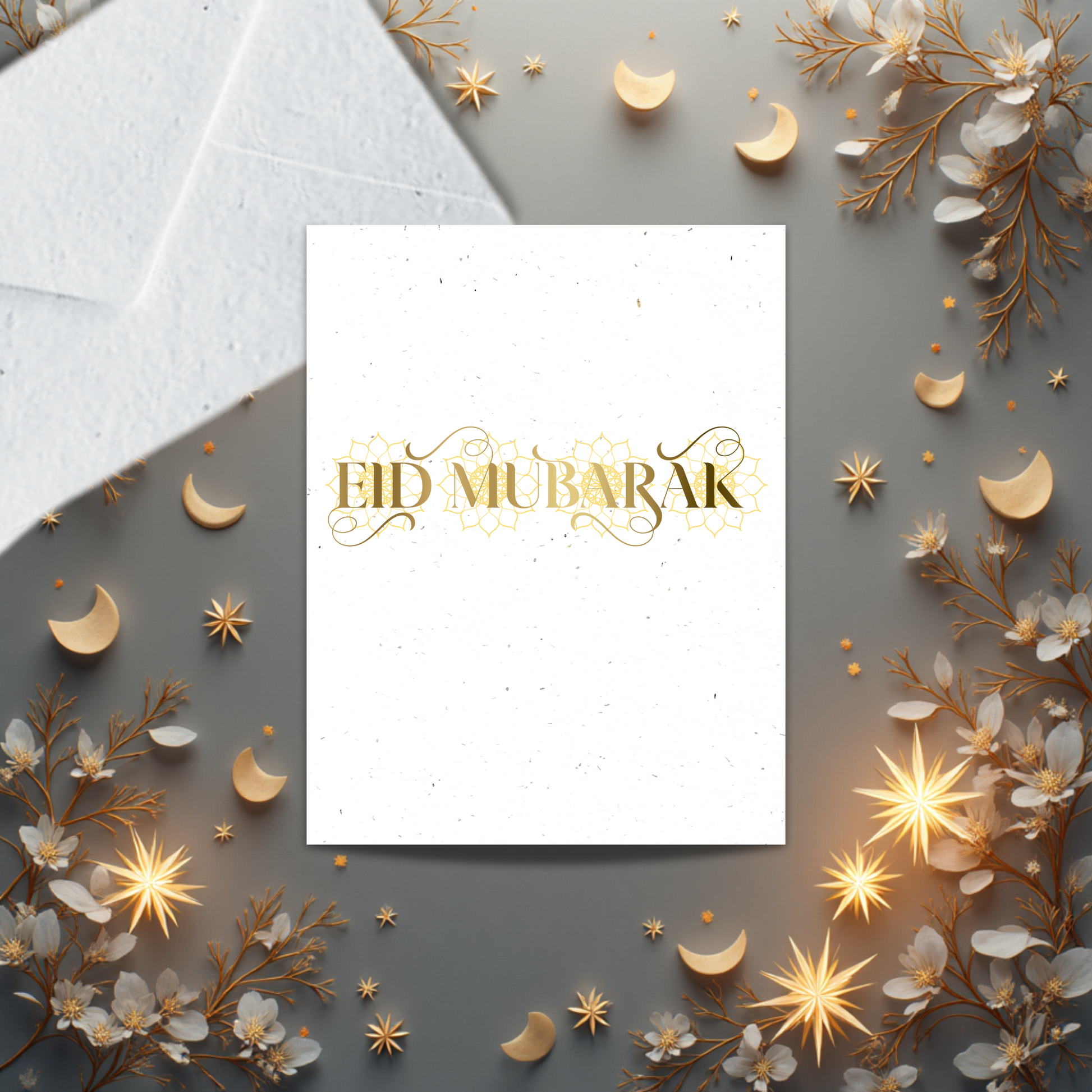 Eid Mubarak card with decorative elements 