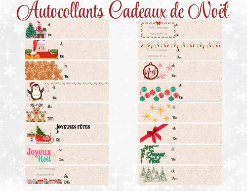 Autocollants Cadeaux de Noël, Étiquettes de Noël - Biodégradable, respectueux de l’environnement