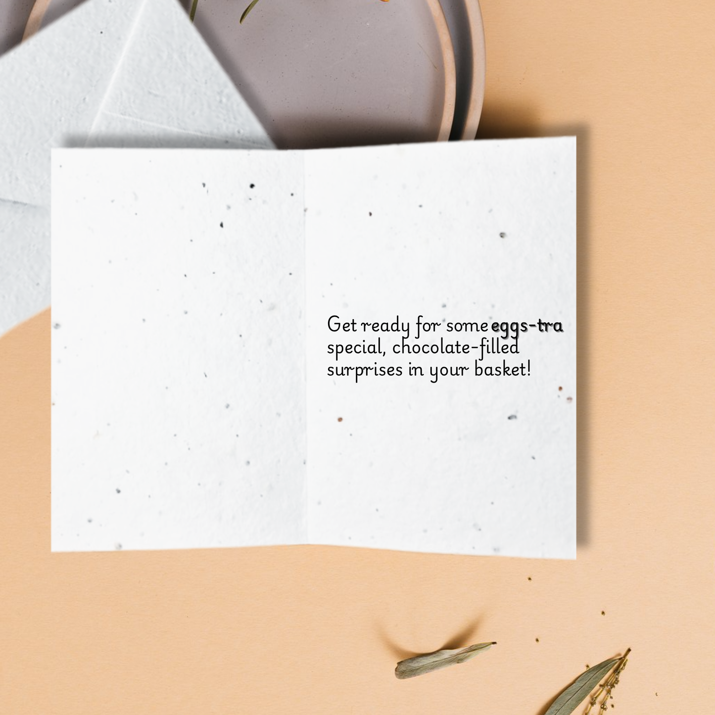 Easter Card 'Easter Basket' Seed Paper Greeting Card 4"x 5" with Plantable Wildflower Seed Envelope(Eco-Friendly)