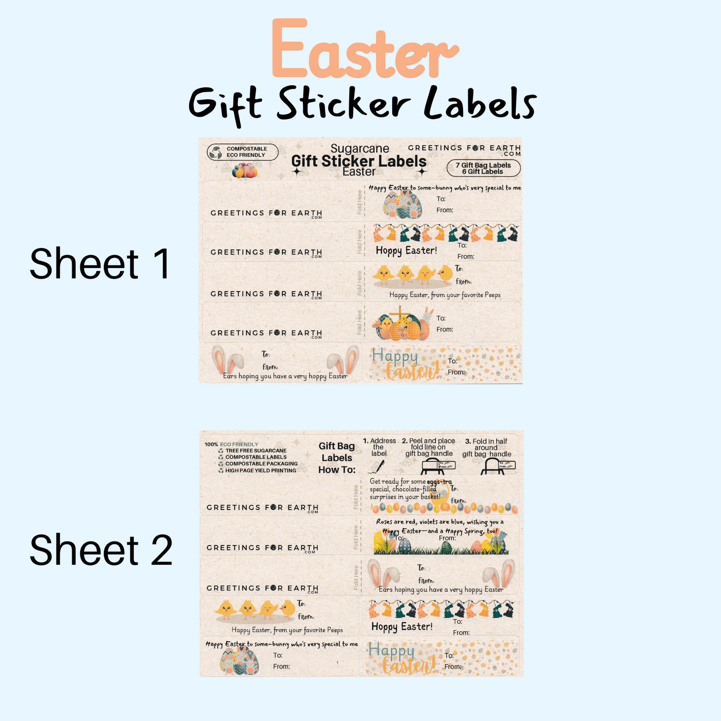 Wholesale Eco Friendly Easter Gift Sticker Labels (set of 13)