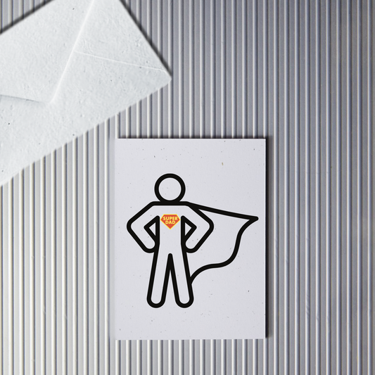 Father's Day "Super Dad" Plantable Seed Paper Greeting Card 4"x 5" with Plantable Wildflower Seed Envelope(Eco-Friendly)