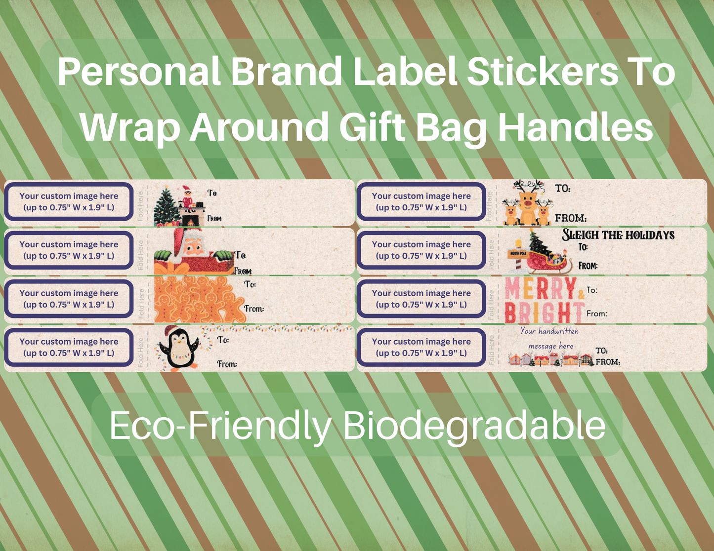 Personalized Upload Gift Labels with Fun Christmas Designs, Eco-Friendly