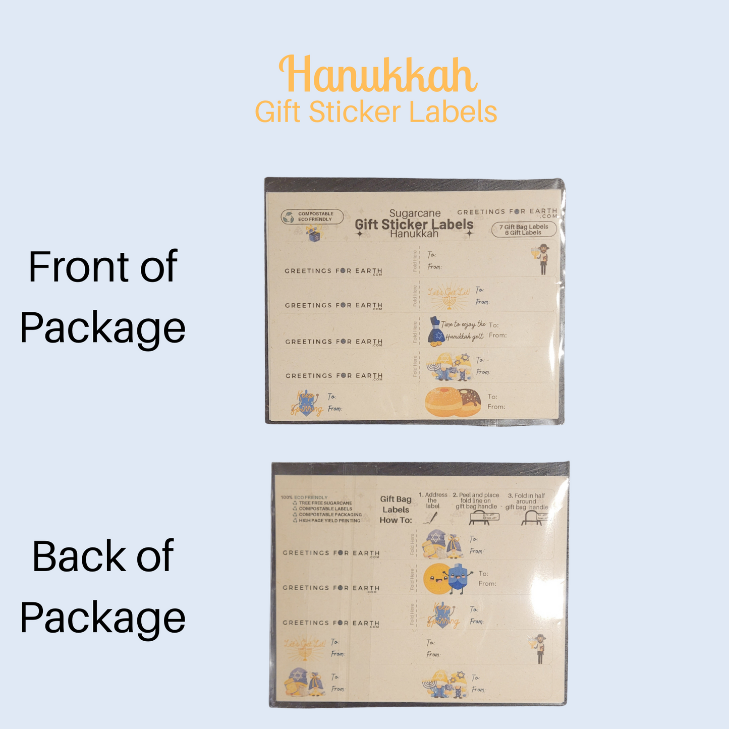 Wholesale Hanukkah Gift Tag Label Stickers - Fun and Quirky Designs (set of 13)