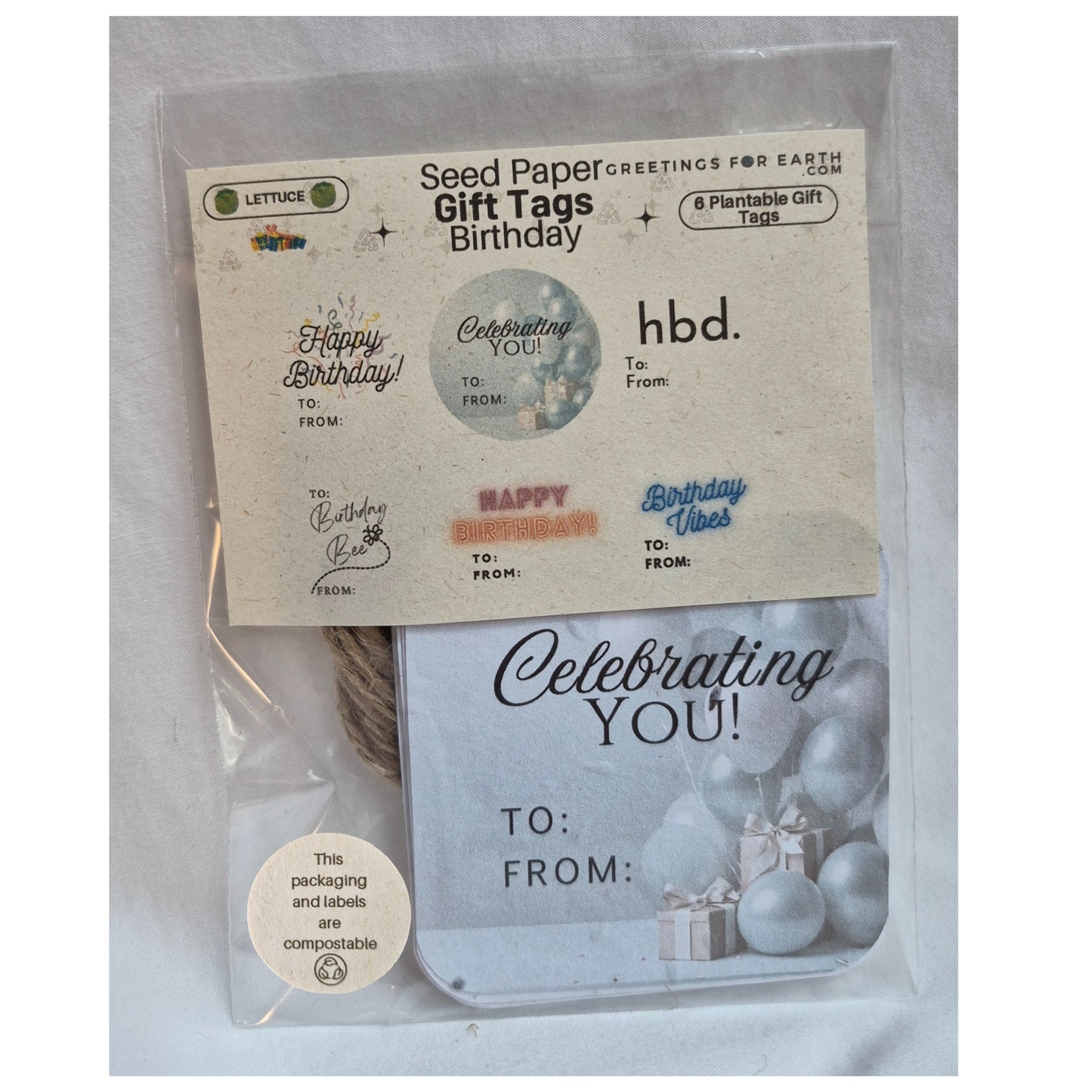 Wholesale Birthday Plantable Seed Paper Gift Tags (set of 6)