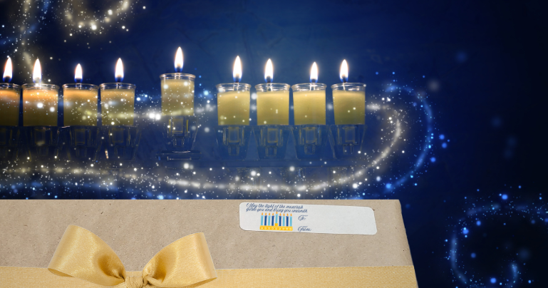 Chanukah Gift Stickers- Featuring 8 Nights of Menorah Candle Lighting Designs. Eco-Friendly, Biodegradable. Classic Designs