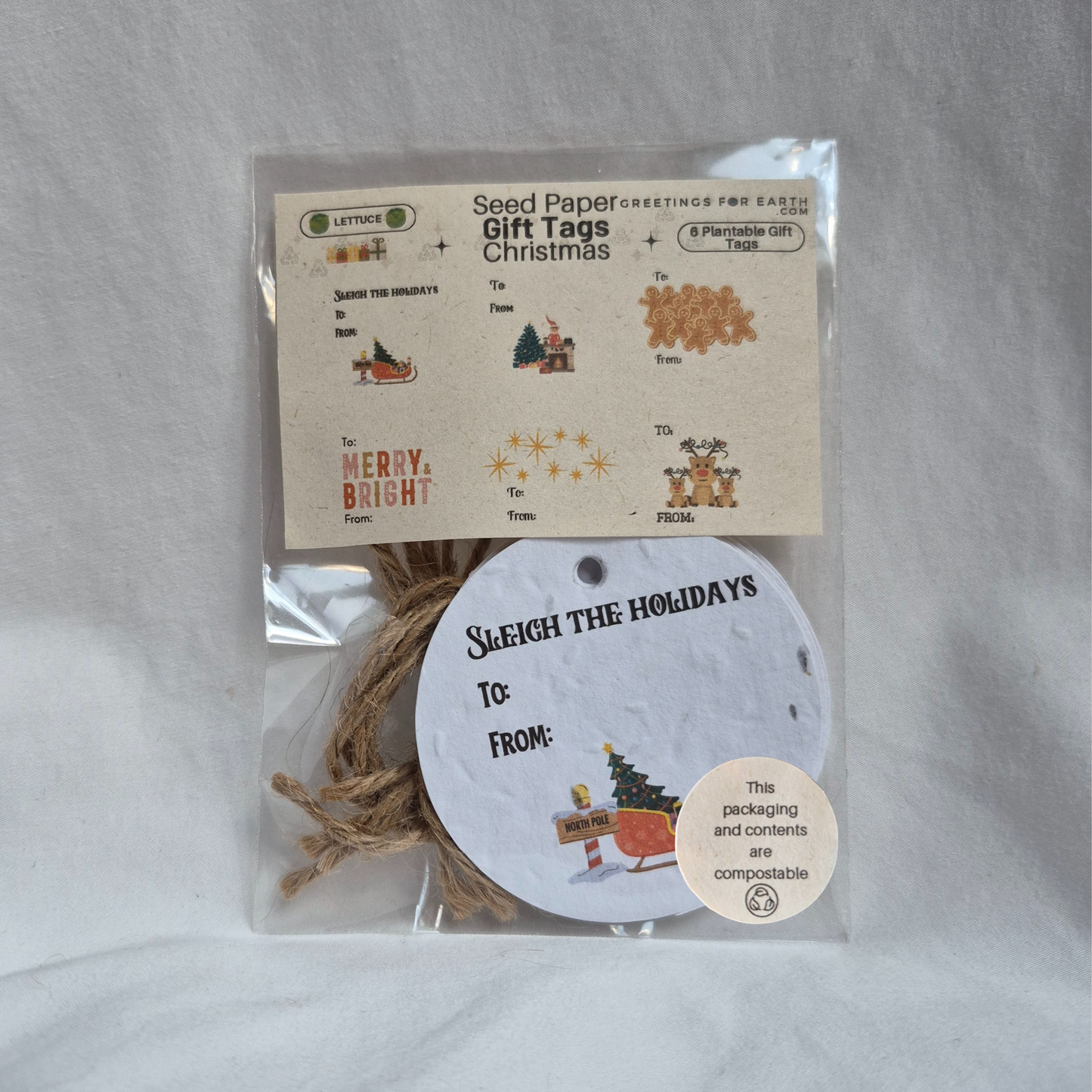 Wholesale Christmas Plantable Seed Paper Gift Tags (set of 6)