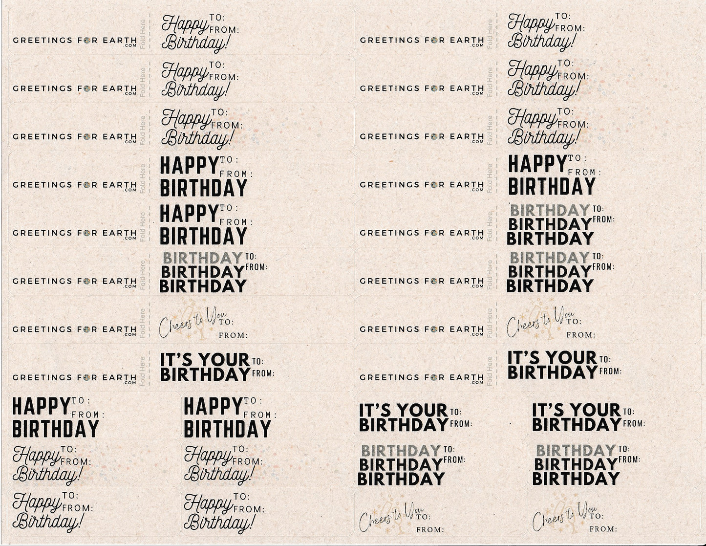 28 Birthday labels in various classy designs made for gift bags and wrapped gifts