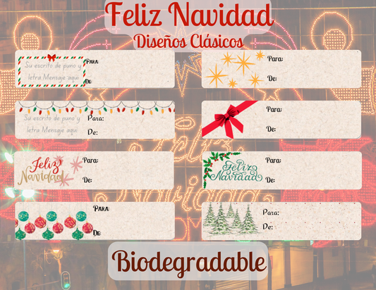 8 etiquetas de regalo de Feliz Navidad Diseños clásicos