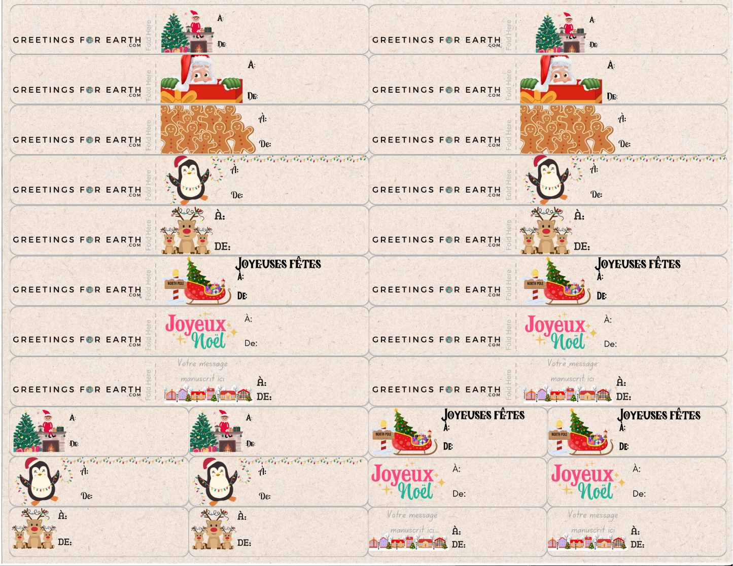 Autocollants Cadeaux de Noël, Étiquettes de Noël, Amusants Motif - Biodégradable, respectueux de l’environnement