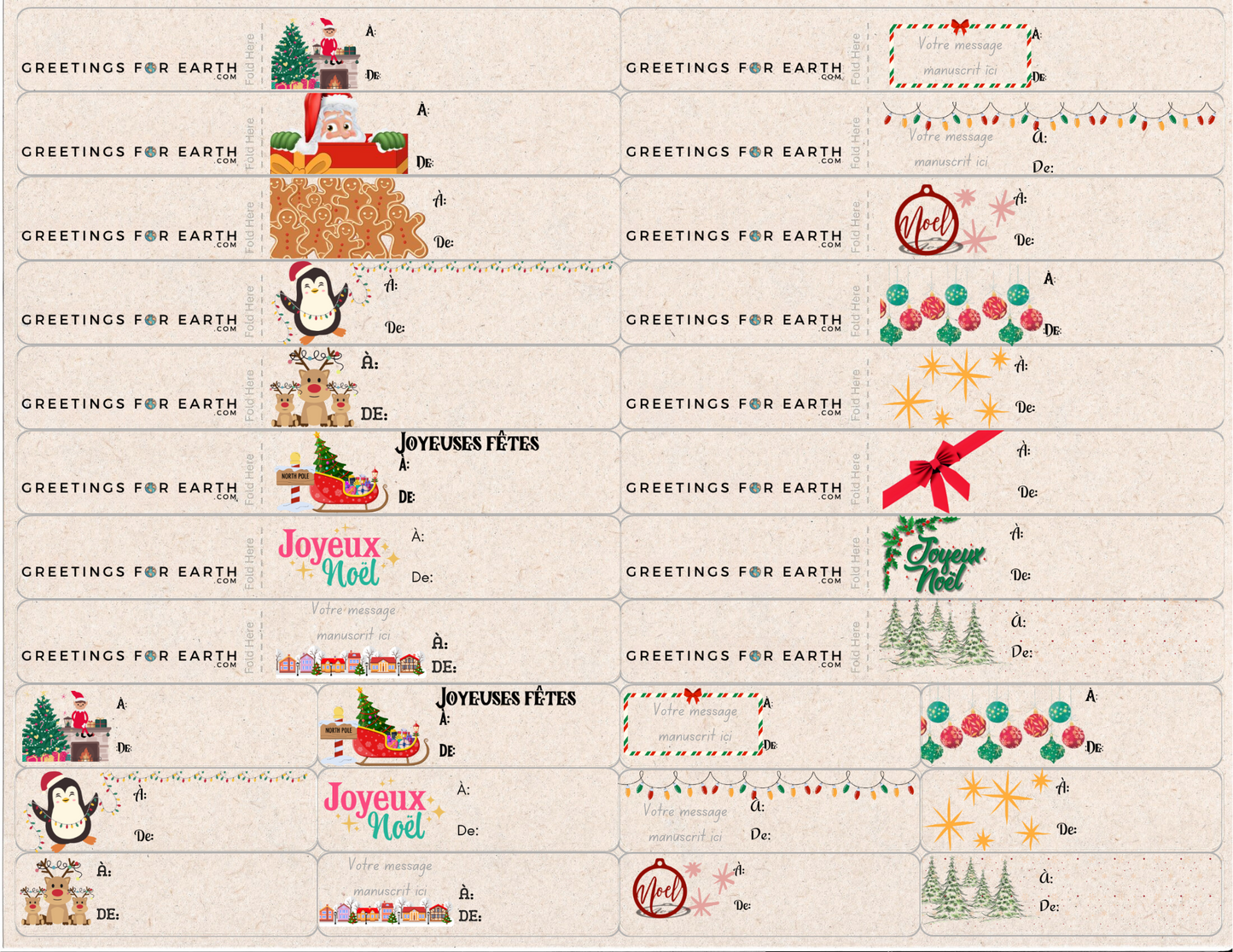 Autocollants Cadeaux de Noël, Étiquettes de Noël - Biodégradable, respectueux de l’environnement