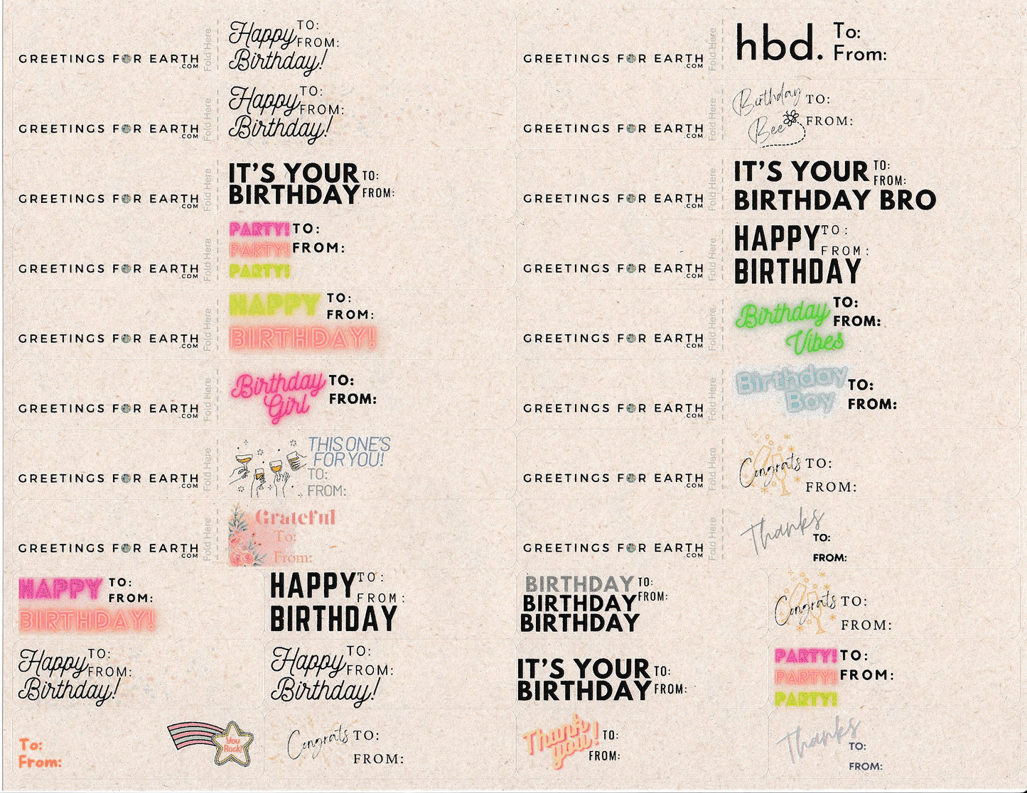 28 Sassy and Classy Labels Birthday, Congrats and Thank You for wrapped gifts and greeting bags
