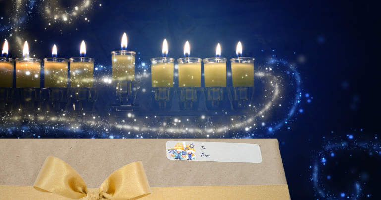 Chanukah Gift Tag Label Stickers - Eco-Friendly and Biodegradable. Fun and Quirky Designs