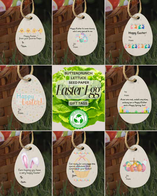 Plantable Lettuce Seed Paper Easter Egg Gift Tags - A Sustainable Alternative to Greeting Cards (Eco-Friendly)