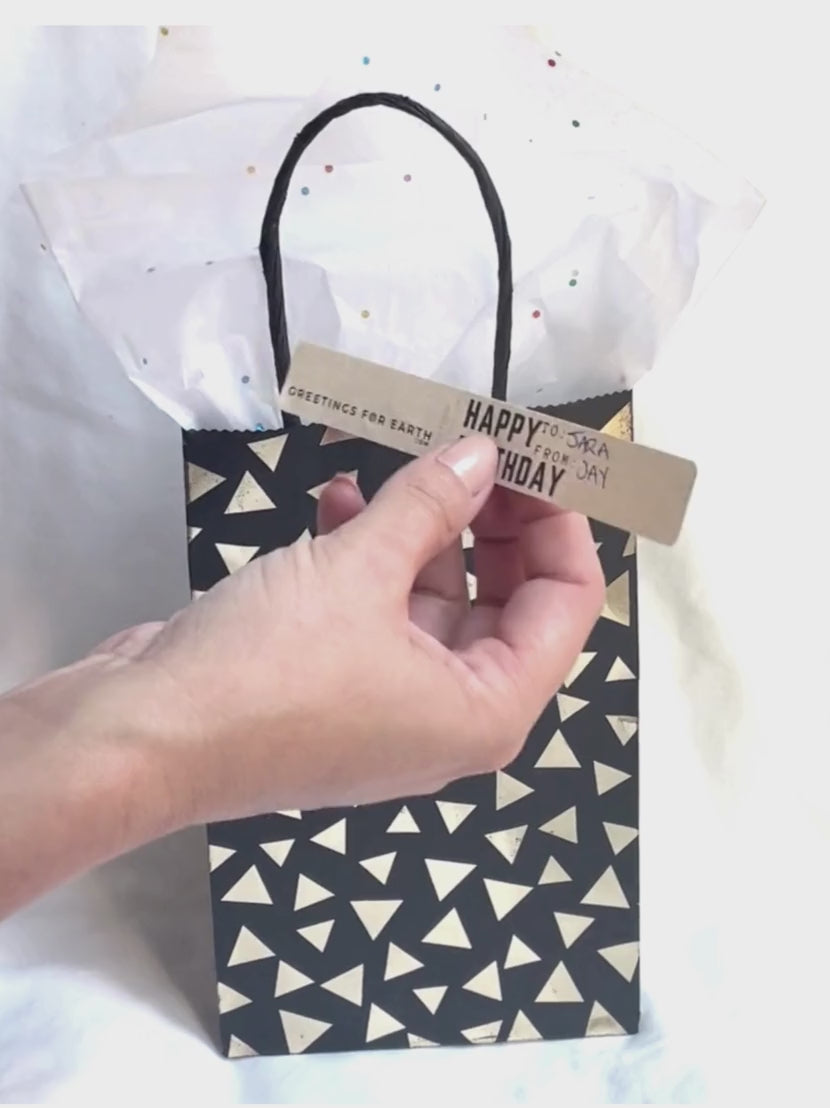 Video of how to apply gift bag labels