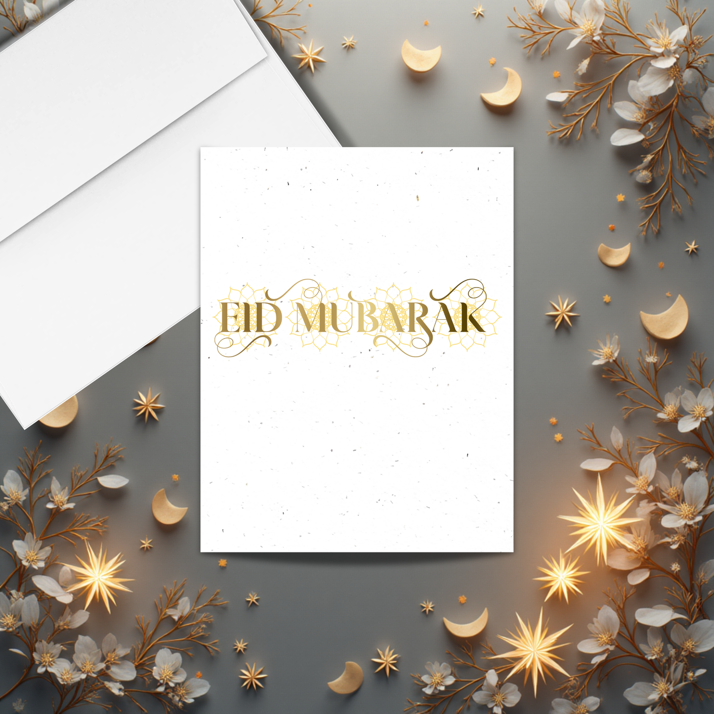 Eid Mubarak  seed paper card with decorative elements 