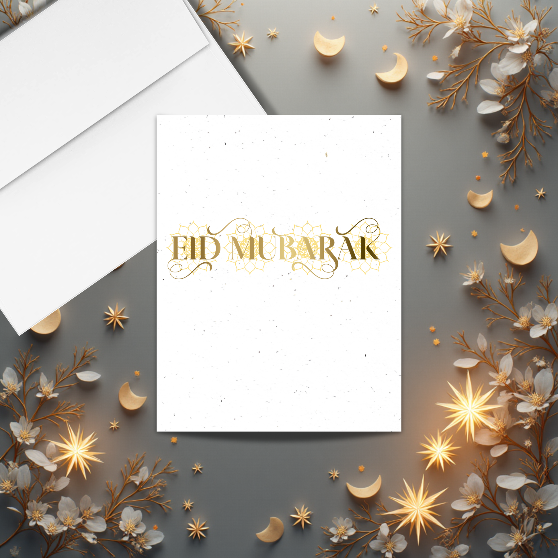 Eid Mubarak  seed paper card with decorative elements 